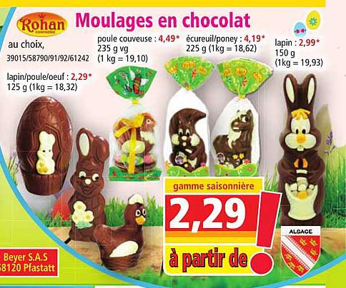 moulages en chocolat rohan