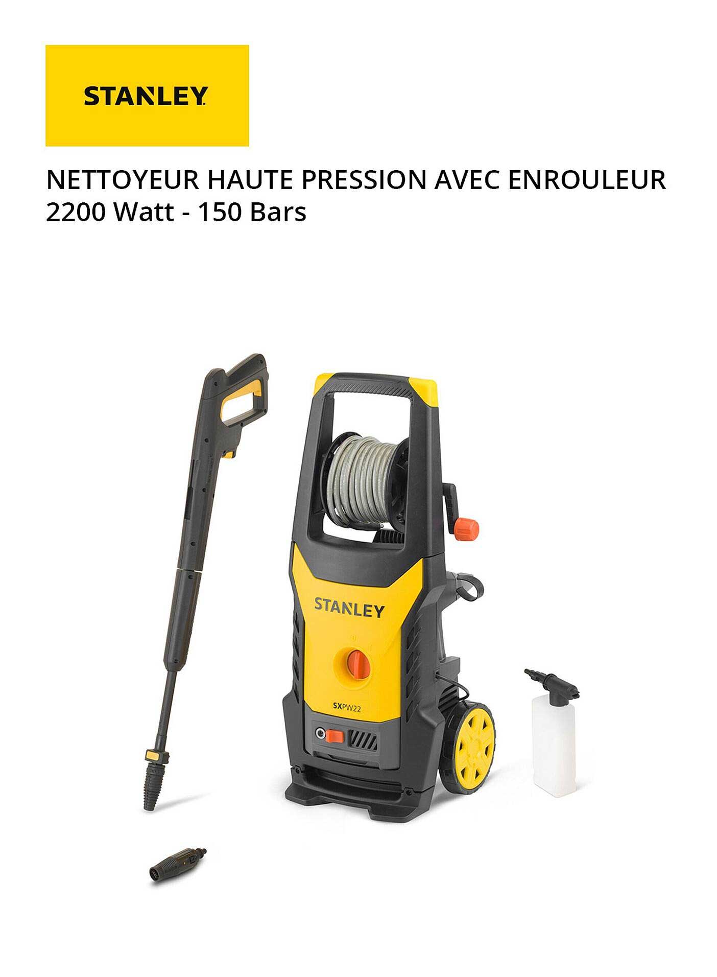 nettoyeur haute pression avec enrouleur 2200 watt - 150 bars stanley