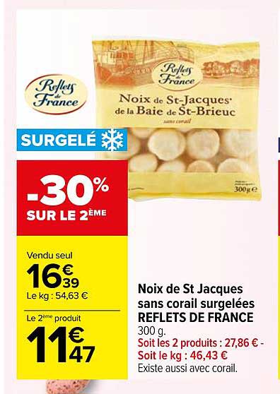 noix de st jacques sans corail surgelées reflets de france
