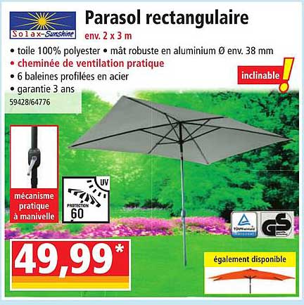 Parasol Rectangulaire Solax-sunshine