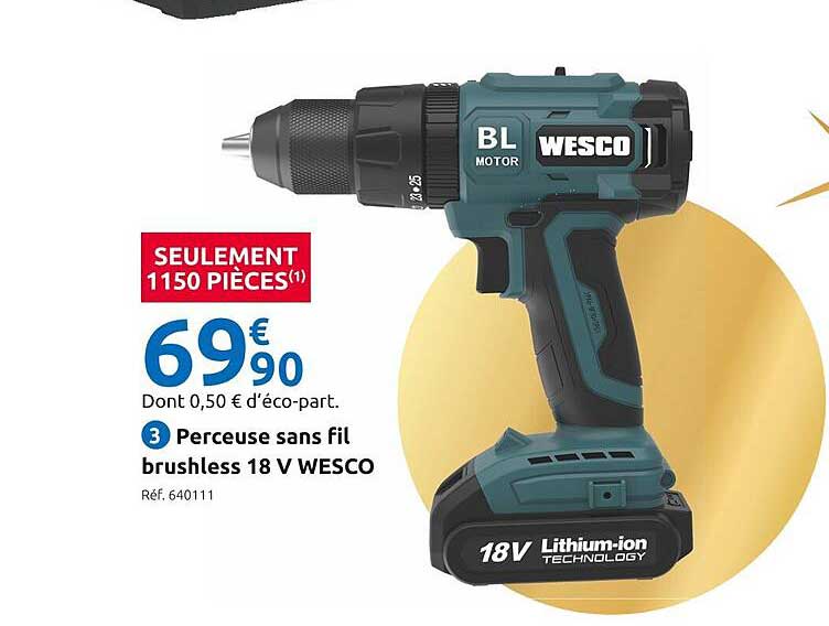 Perceuse Sans Fil Brushless 18v Wesco