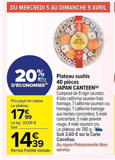 plateau sushis 40 pièces japan canteen