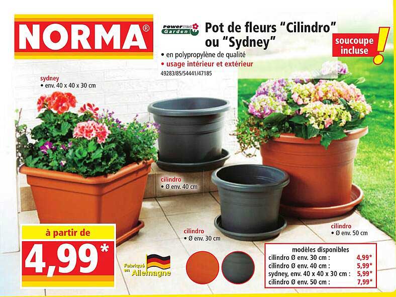 pot de fleurs "cilindro" ou "sydney" powertec garden