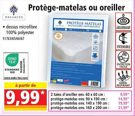 protège-matelas ou oreiller dreamtex