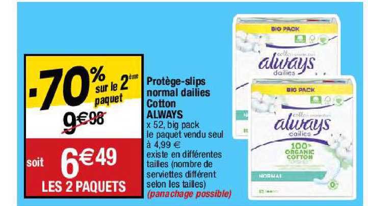 protège-slips normal dailies cotton always