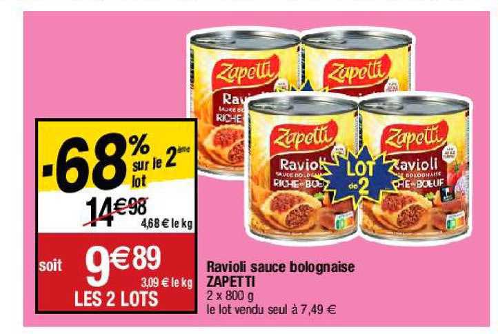 Ravioli Sauce Bolognaise Zapetti