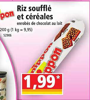 riz soufflé et céréales enrobés de chocolat au lait
