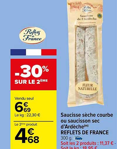 saucisse sèche courbe ou saucisson sec d'ardèche reflets de france