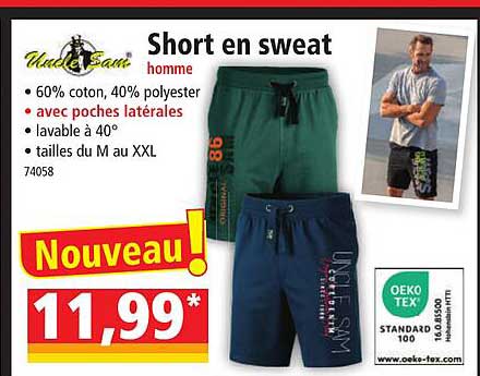 short en sweat homme uncle sam