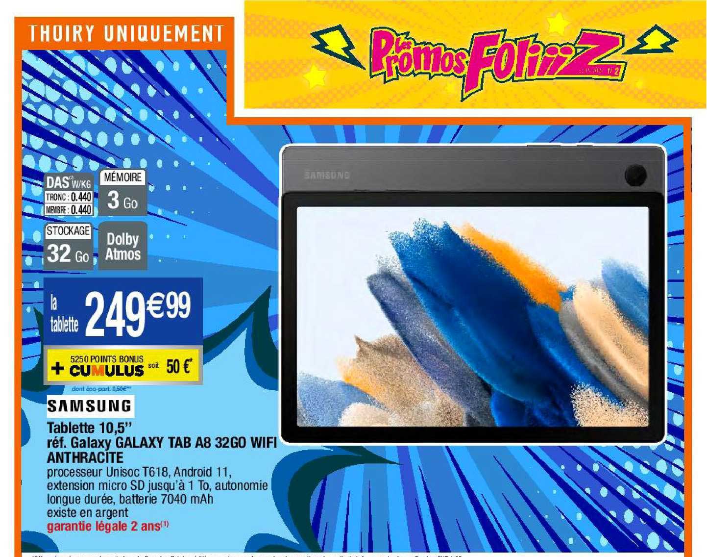 tablette 10,5" samsung galaxy tab A8 32go wifi anthracite