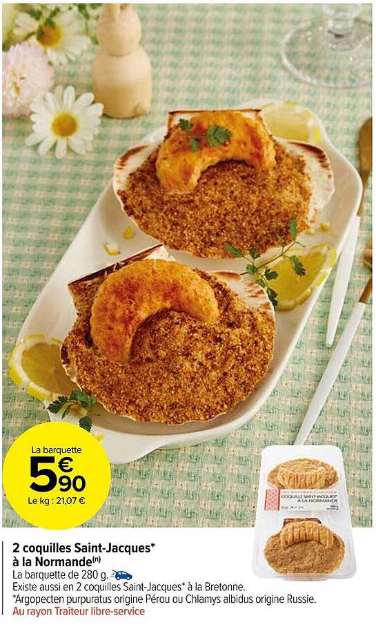 2 coquilles saint-jacques à la normande