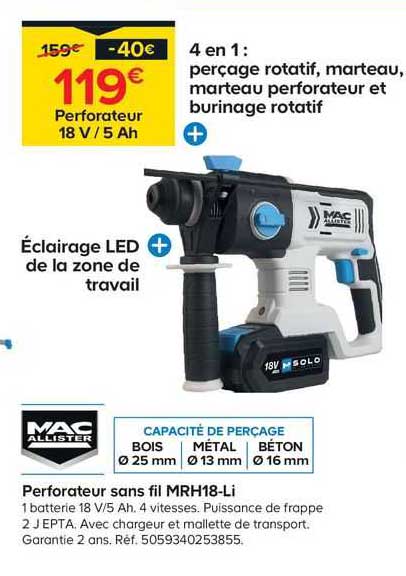 perforateur sans fil mrh18-li mac allister