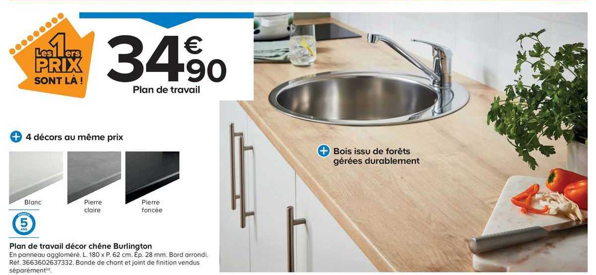 Plan De Travail Décor Chêne Burlington