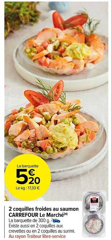 2 coquilles froides au saumon carrefour le marché