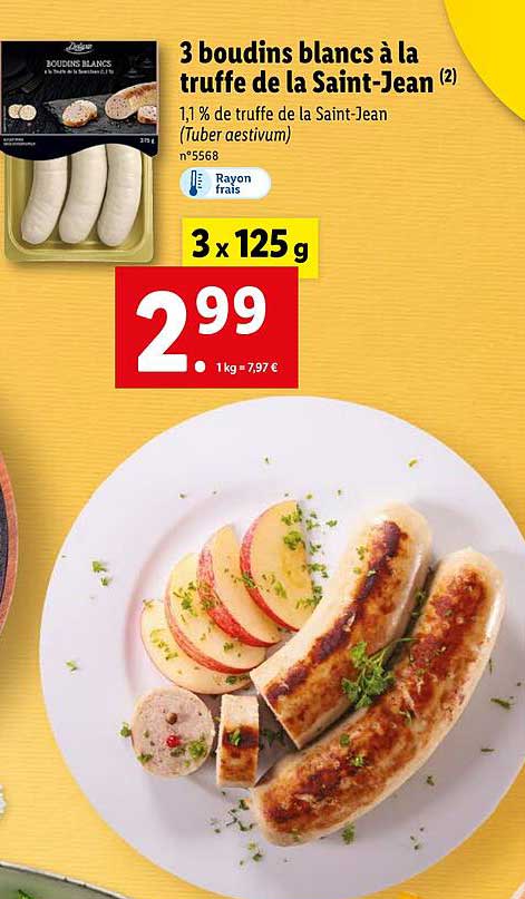 3 boudins blancs à la truffe de la saint-jean deluxe