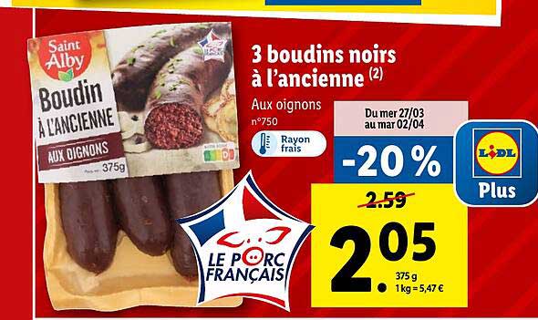 3 boudins noirs à l'ancienne