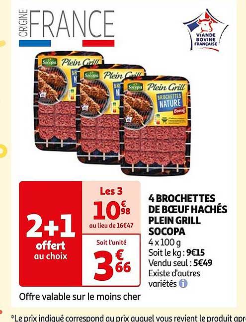 4 Brochettes De Bœuf Hachés Plein Grill Socopa