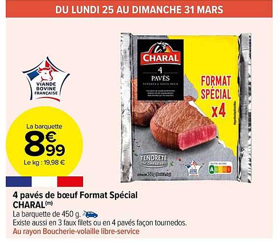 4 pavés de bœuf format spécial charal