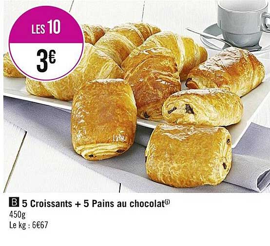 5 Croissants + 5 Pains Au Chocolat