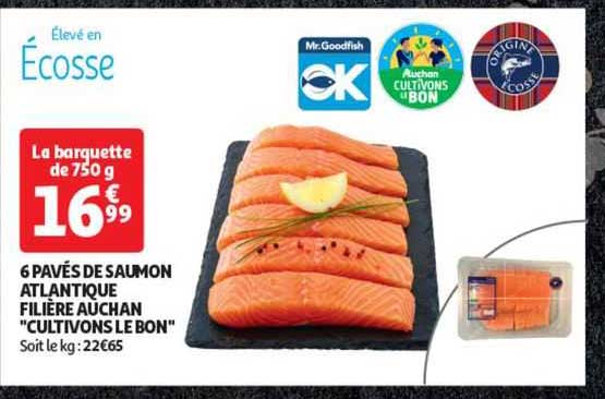 6 pavés de saumon atlantique filière auchan "cultivons le bon"