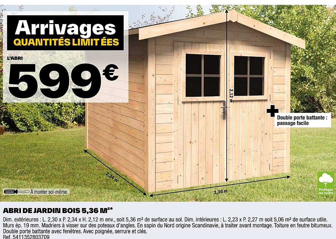 Abri De Jardin Bois 5,36 M²