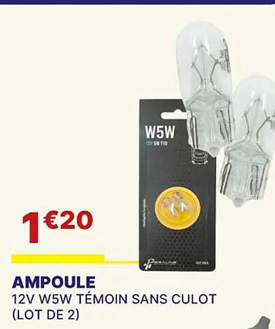 ampoule 12v w5w témoin sans culot
