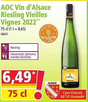 aoc vin d'alsace riesling vieilles vigne 2022