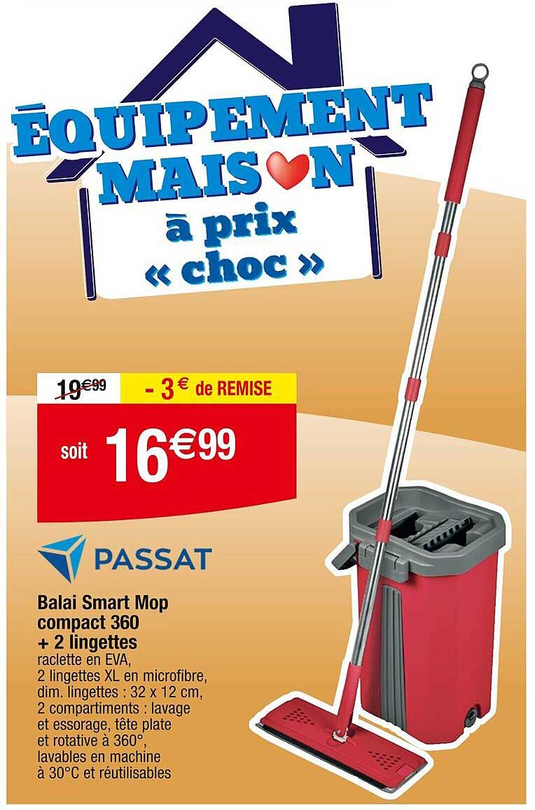 balai smart mop compact 360 + 2 lingettes