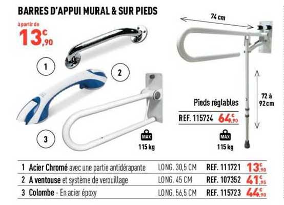 barres d'appui mural & sur pieds
