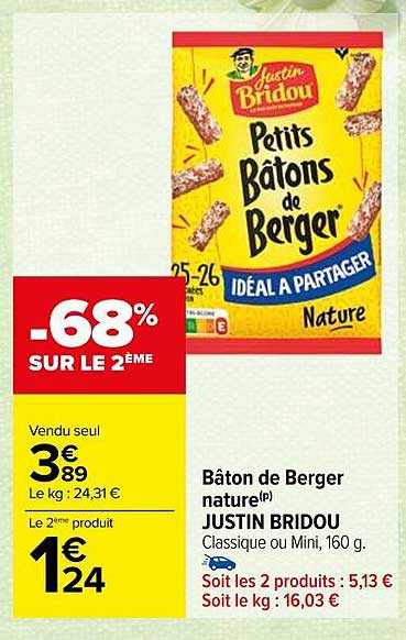 bâton de berger nature justin bridou
