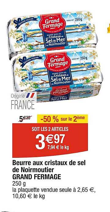 beurre aux cristaux de sel de noirmoutier grand fermage