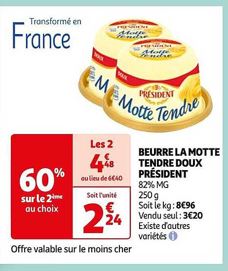 beurre la motte tendre doux président