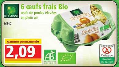 bio sonne 6 œufs frais bio