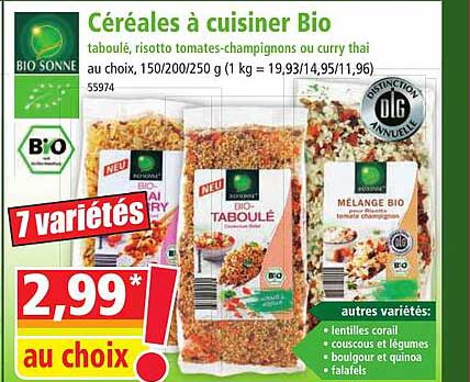 bio sonne céréales à cuisiner bio