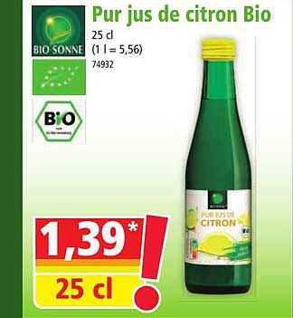 bio sonne pur jus de citron bio