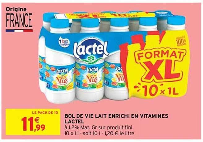 bol de vie lait enrichi en vitamines lactel