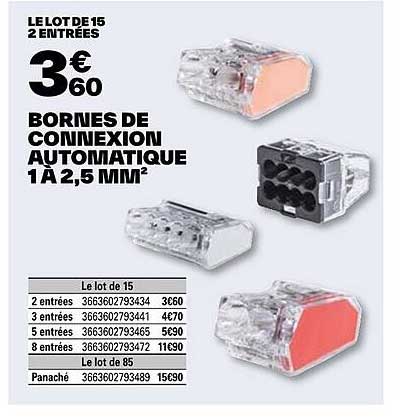 bornes de connexion automatique 1 à 2.5 mm2