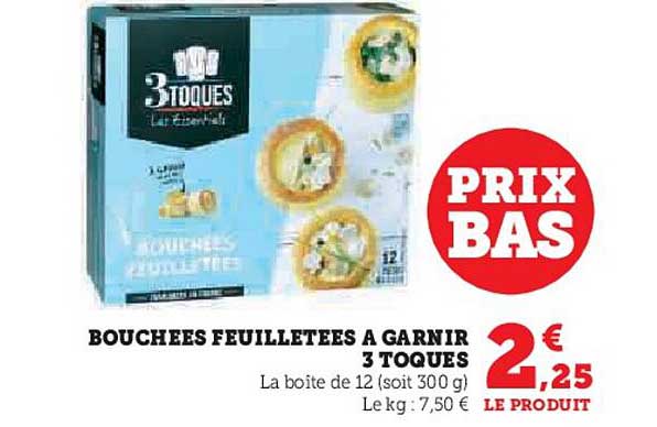 bouchées feuillettées à garnir 3 toques