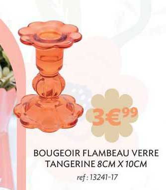 bougoeir flambeau verre tangerine 8cm x 10cm