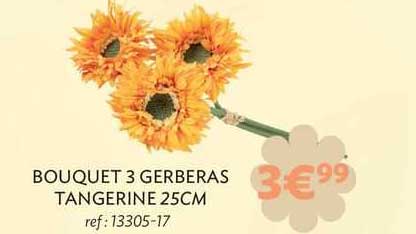 bouquet 3 gerberas tangerine 25cm