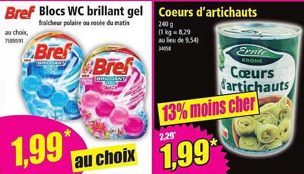 bref blocs wc brillant gel cœurs d'artichauts