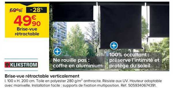 brise-vue rétractable verticalement