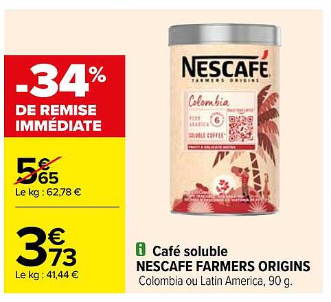café soluble nescafé farmers origins