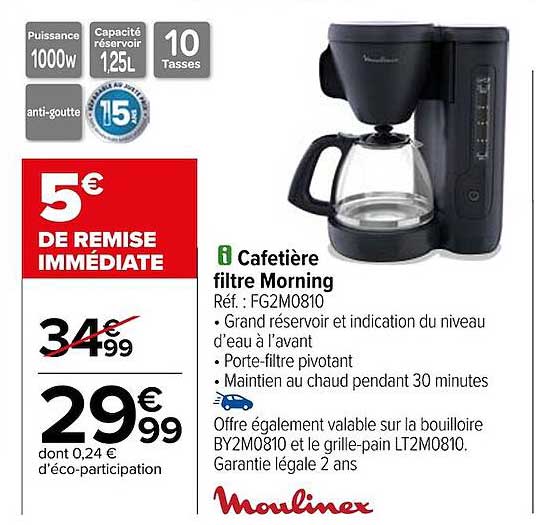 cafetière filtre morning moulinex