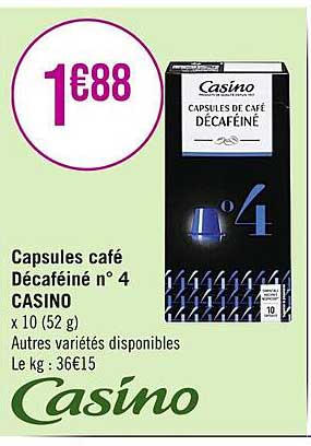 capsules café décaféiné n°4 casino