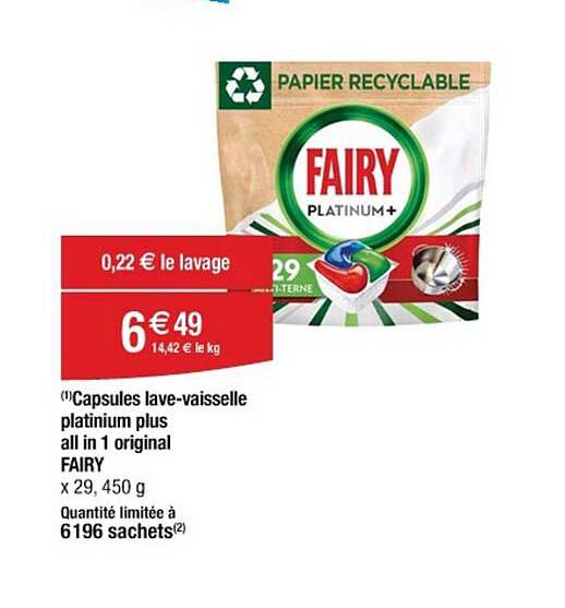 capsules lave-vaisselle platinium plus all in 1 original fairy