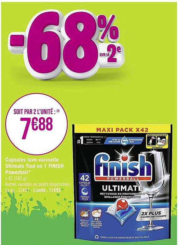 capsules lave-vaisselle ultimate tout en 1 finish powerball