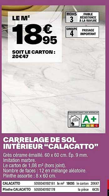 Carrelage De Sol Intérieur "calacatto"