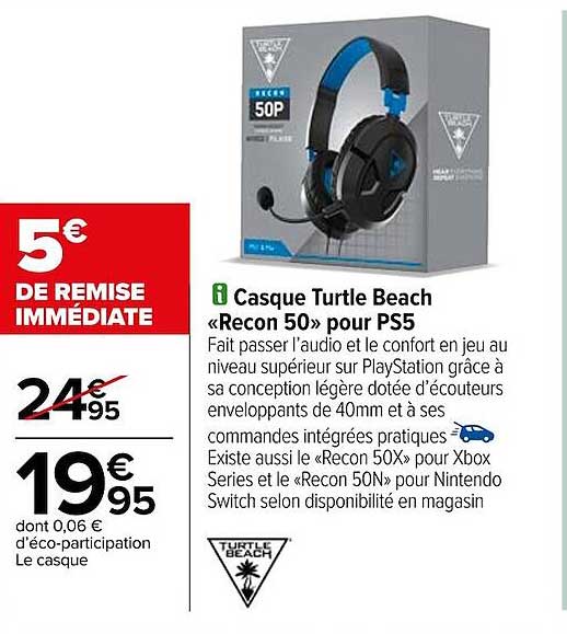 casque turtle beach «recon 50» pour ps5