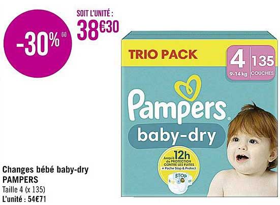 changes bébé baby-dry pampers